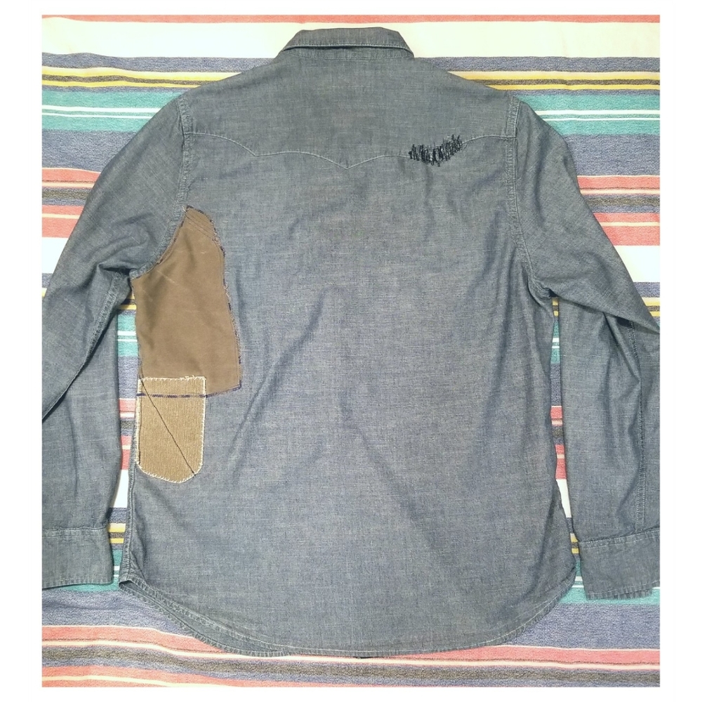 R.L. DENIM & SUPPLY PATCHWORK SHIRT-LRG - Picture 2 of 9